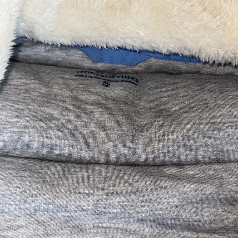 NWT Vineyard Vines Gray Girls Soft Cody Jersey Zip Vest W/Sherpa Collar XL (16)